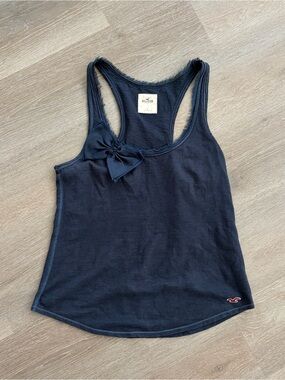 Y2K Hollister Navy Bow-Accent Racerback Tank Top